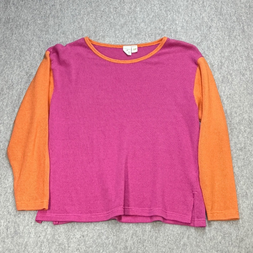 Vtg Victoria's Secret Top Gold Label Women S Knit Pink Orange Colorblock 80s 90s